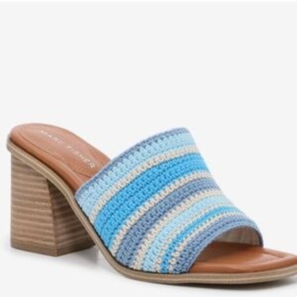 Marc Fisher Marnett blue stripped Summer Sandal-Size 8 - Picture 1 of 6